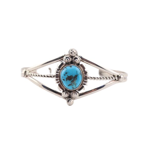 Genuine Native American Cuff Bracelet, Kingman Turquoise Navajo Jewelry Sz 6.25*